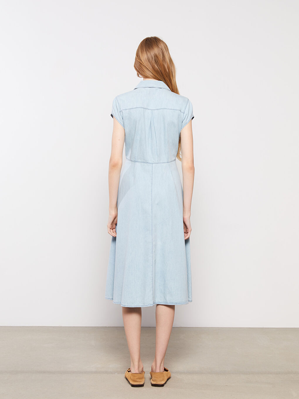 Shirt Collar Straight Short Sleeve Women's Rodeo Jean Dress -S2KQ94Z8-311