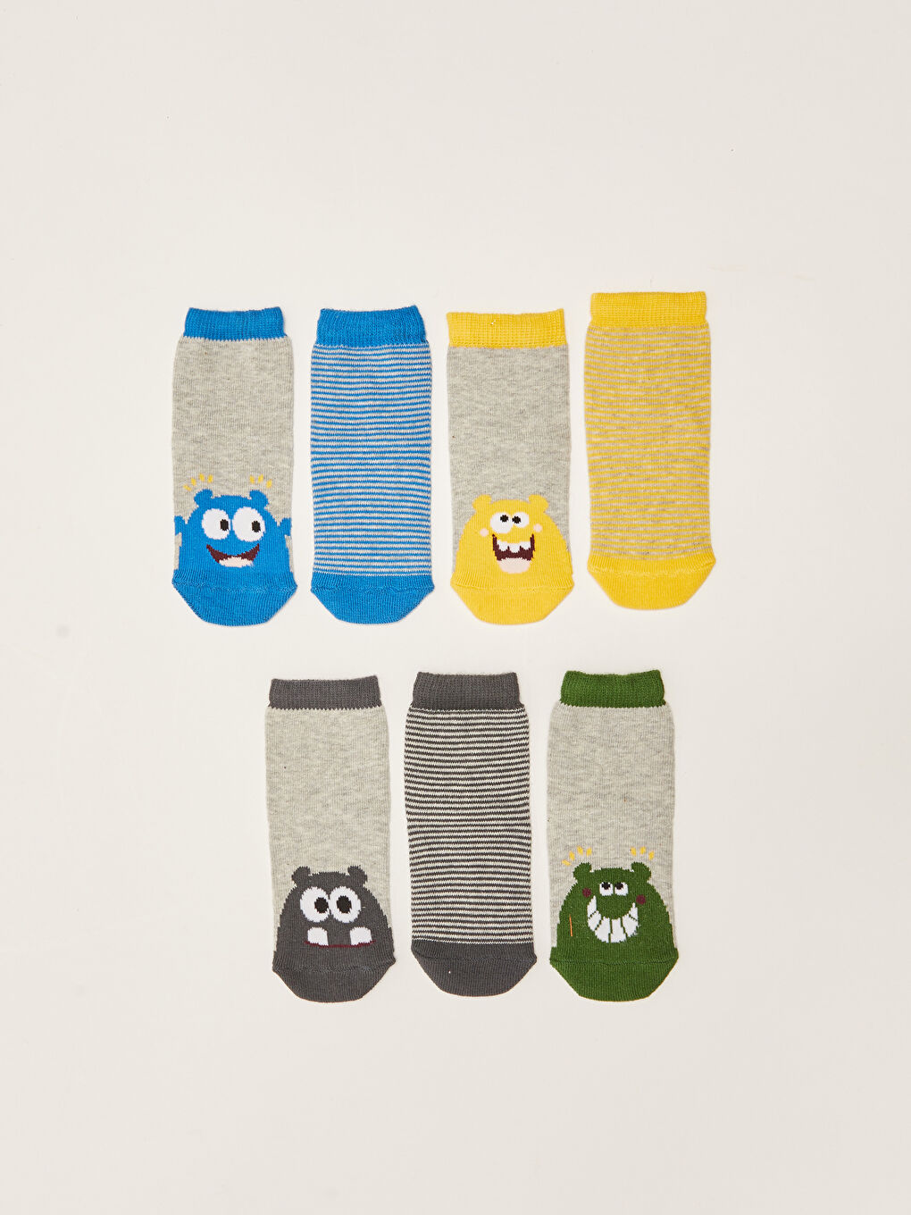 Turkuaz Baskılı Erkek Bebek Soket Çorap 7'li-1