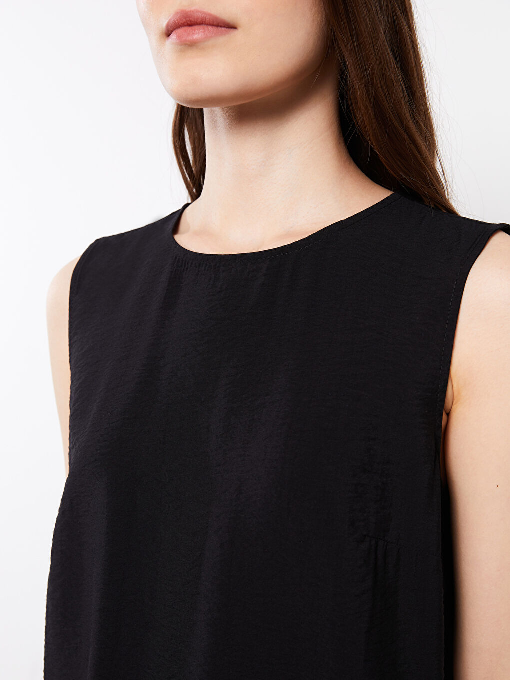 Women's Crew Neck Straight Sleeveless Tunic-2