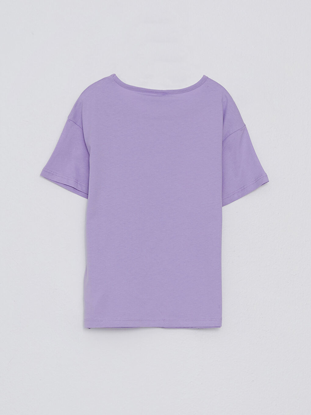 Lila Bisiklet Yaka Chip'n Dale Baskılı Kısa Kollu Pamuklu Kız Çocuk Tişört-1