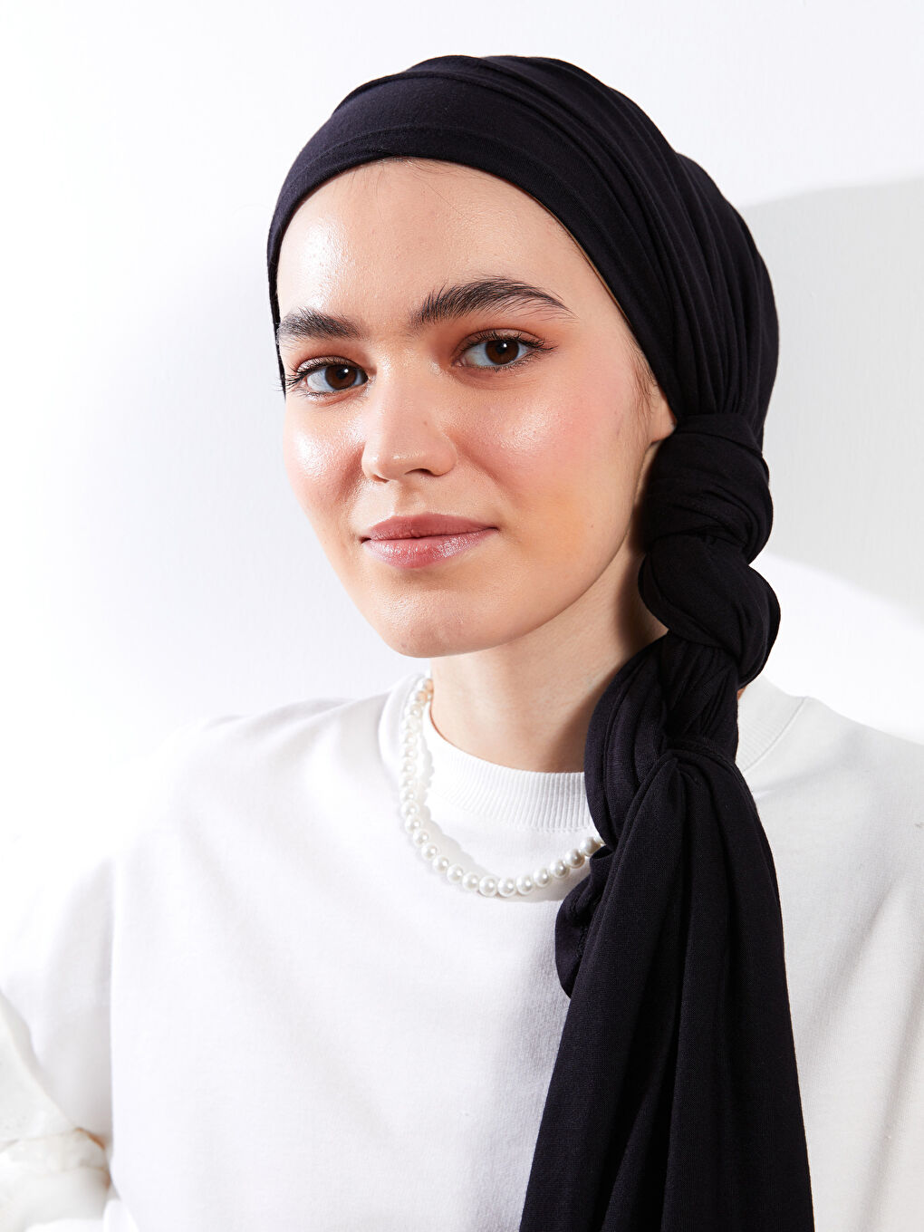 Siyah Kadın Düz Penye Şal-3