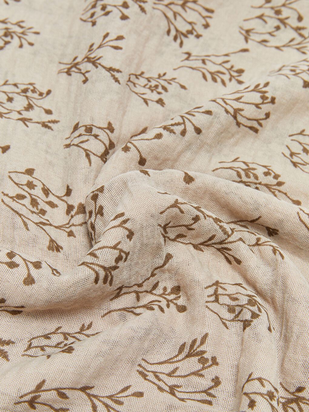 Bej Desenli Saçaklı Kadın Bürümcüklü Şal-3