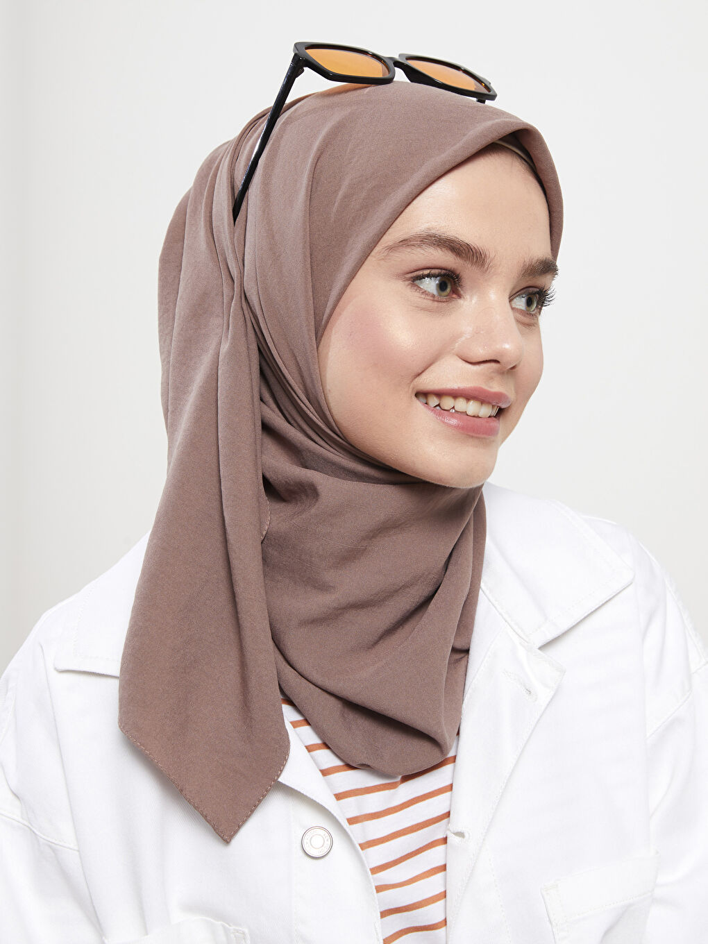Kahverengi Kadın Düz Jazz Şal-2