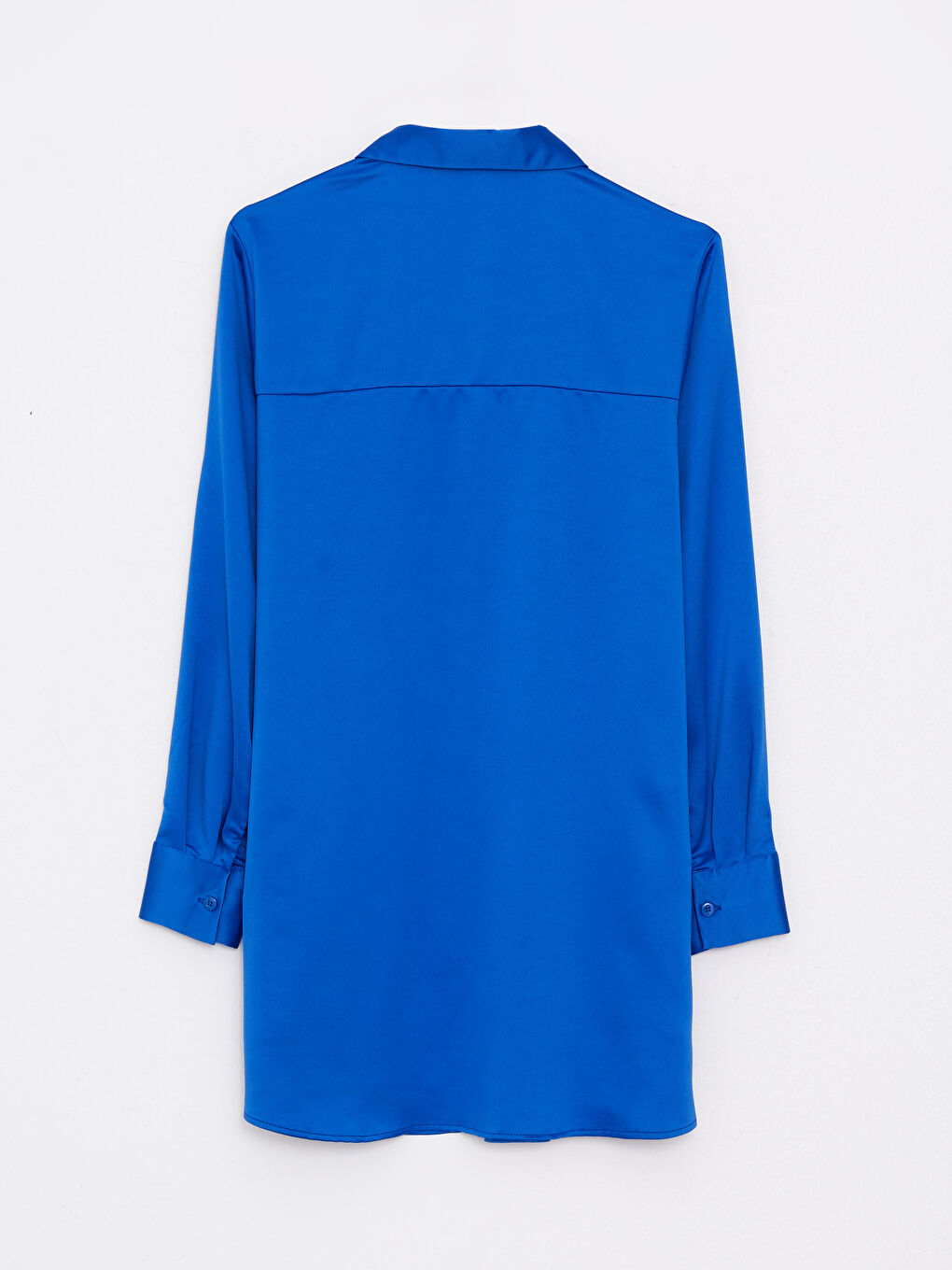 Plain Long Sleeve Satin Women's Shirt Tunic-6