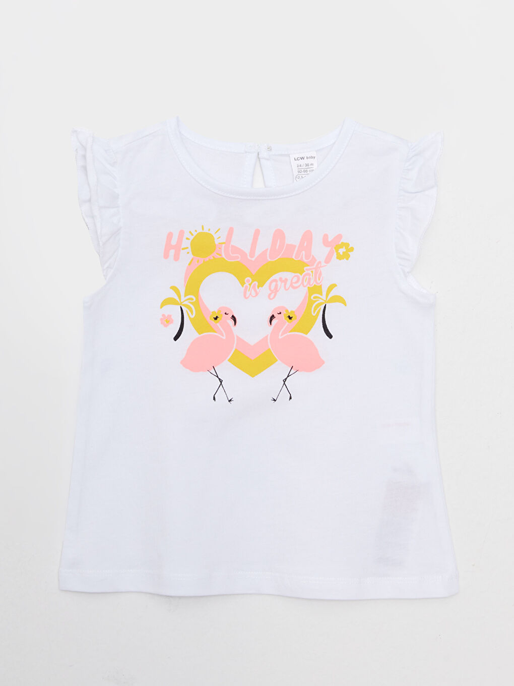 Beyaz Bisiklet Yaka Baskılı Kız Bebek Atlet ve Şort 2'li Takım-1