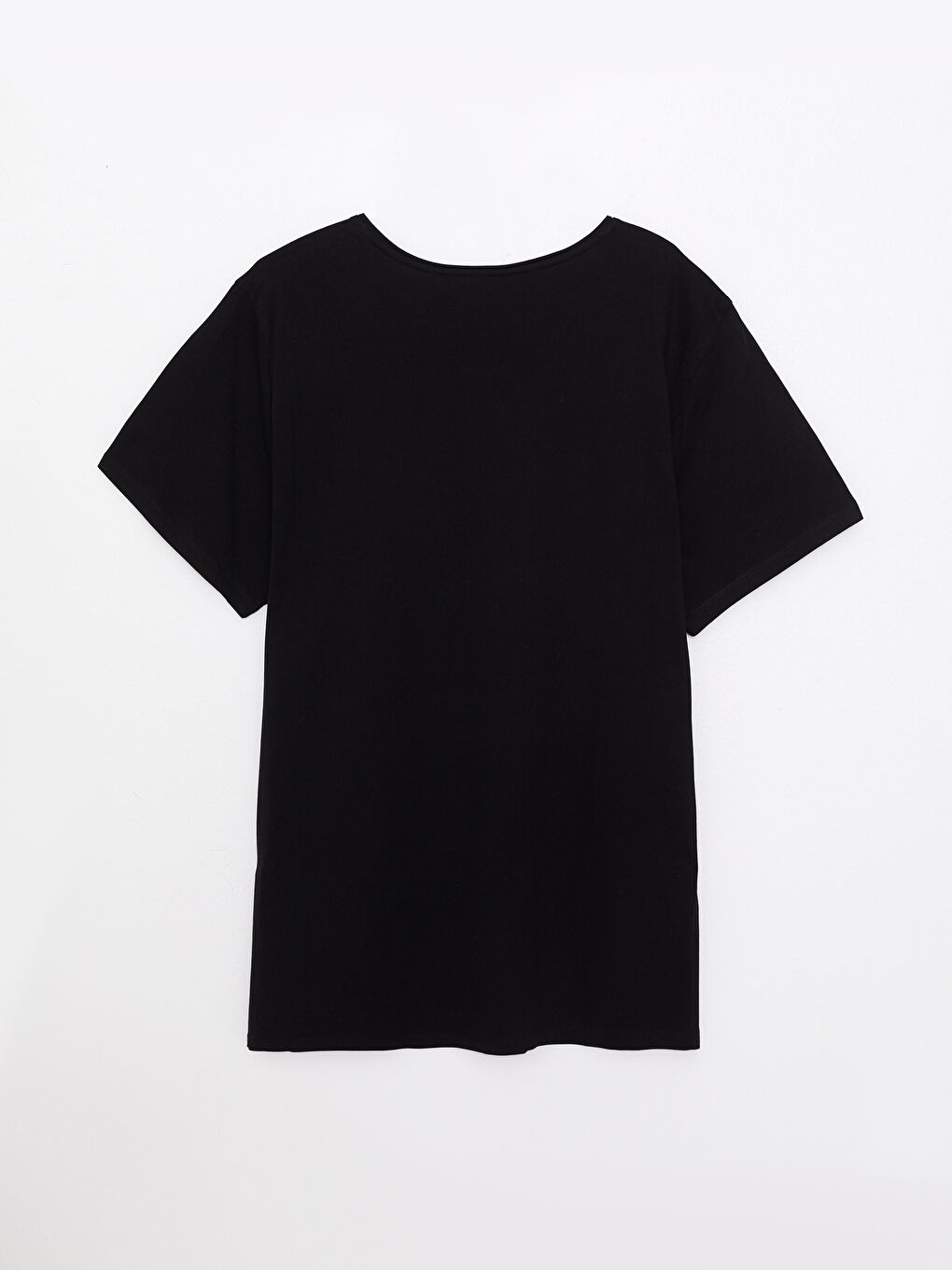 Siyah Bisiklet Yaka Penye Erkek Tişört-6