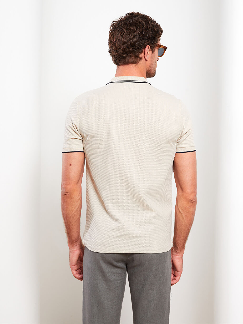 Ерлерге арналған поло жағалы қысқа жең футболка-4