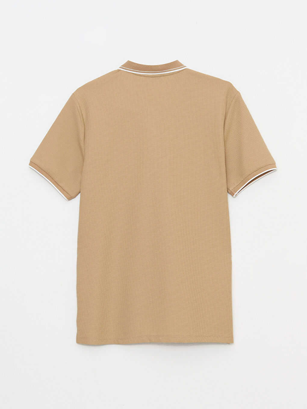 Bej Polo Yaka Kısa Kollu Erkek Tişört-6