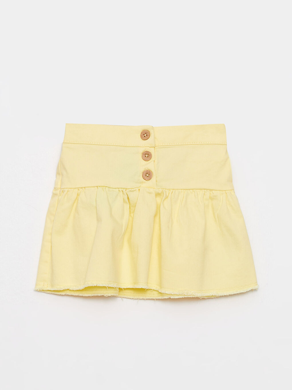 Sarı Beli Lastikli Basic Pamuklu Kız Bebek Etek