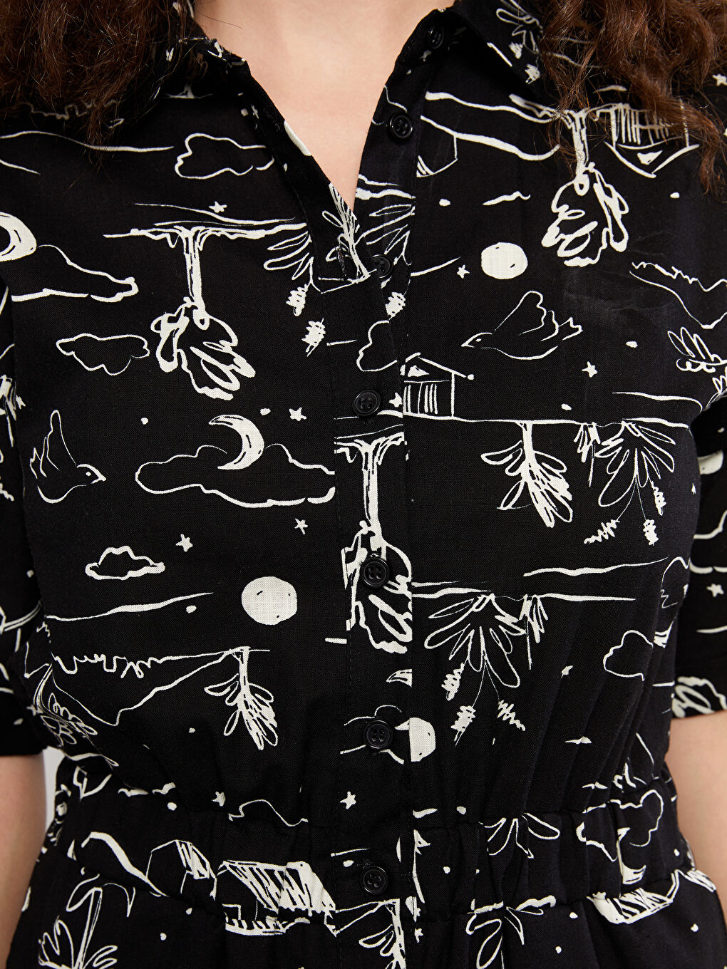 Shirt Collar Patterned Short Sleeve  Women's Overalls -S2KS94Z8-LQJ
