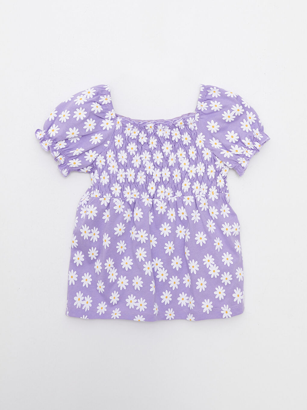 Crew Neck Short Sleeve Printed Baby Girls' T-Shirt