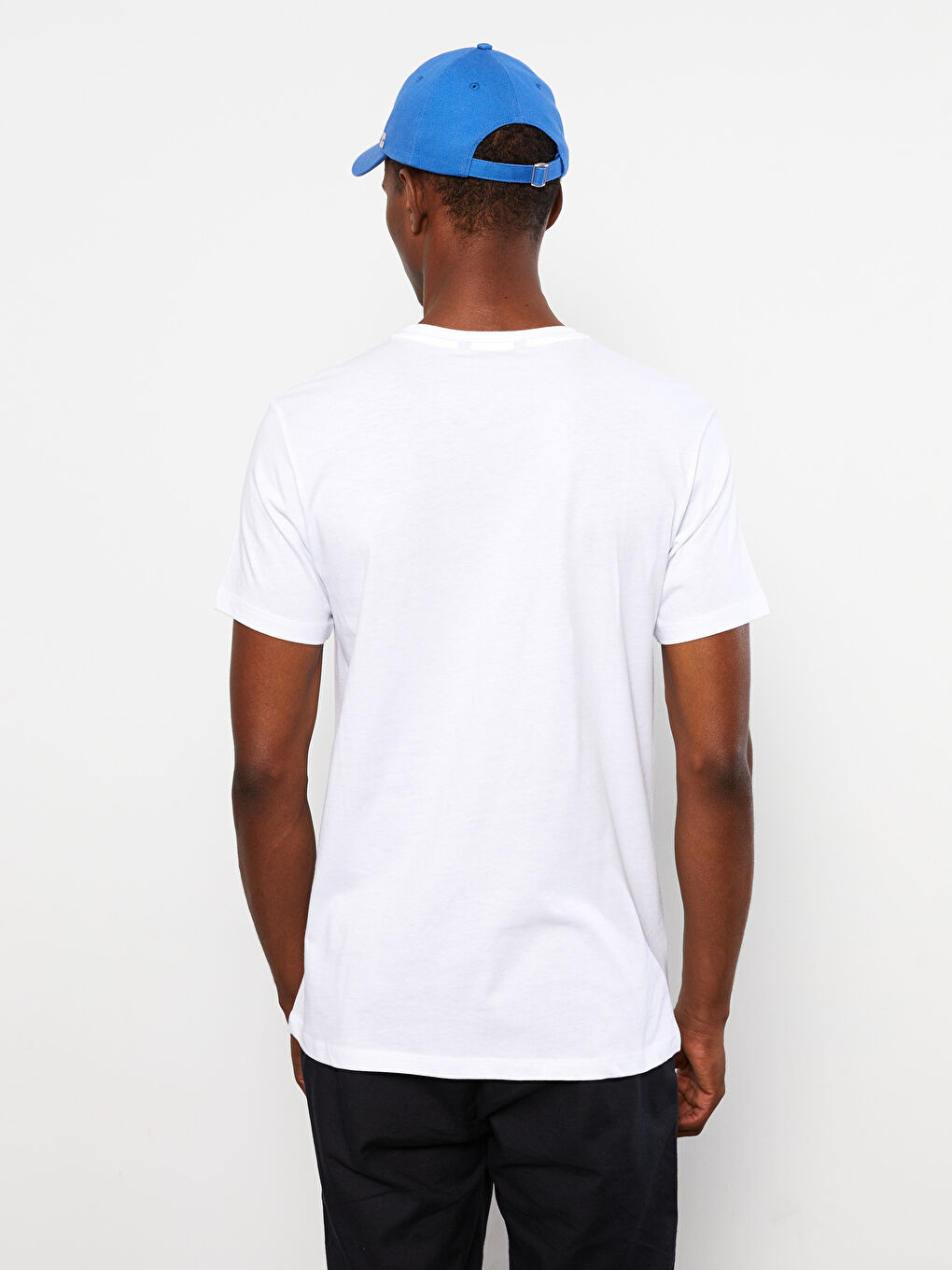 Beyaz Bisiklet Yaka Kısa Kollu Baskılı Penye Erkek Tişört-4