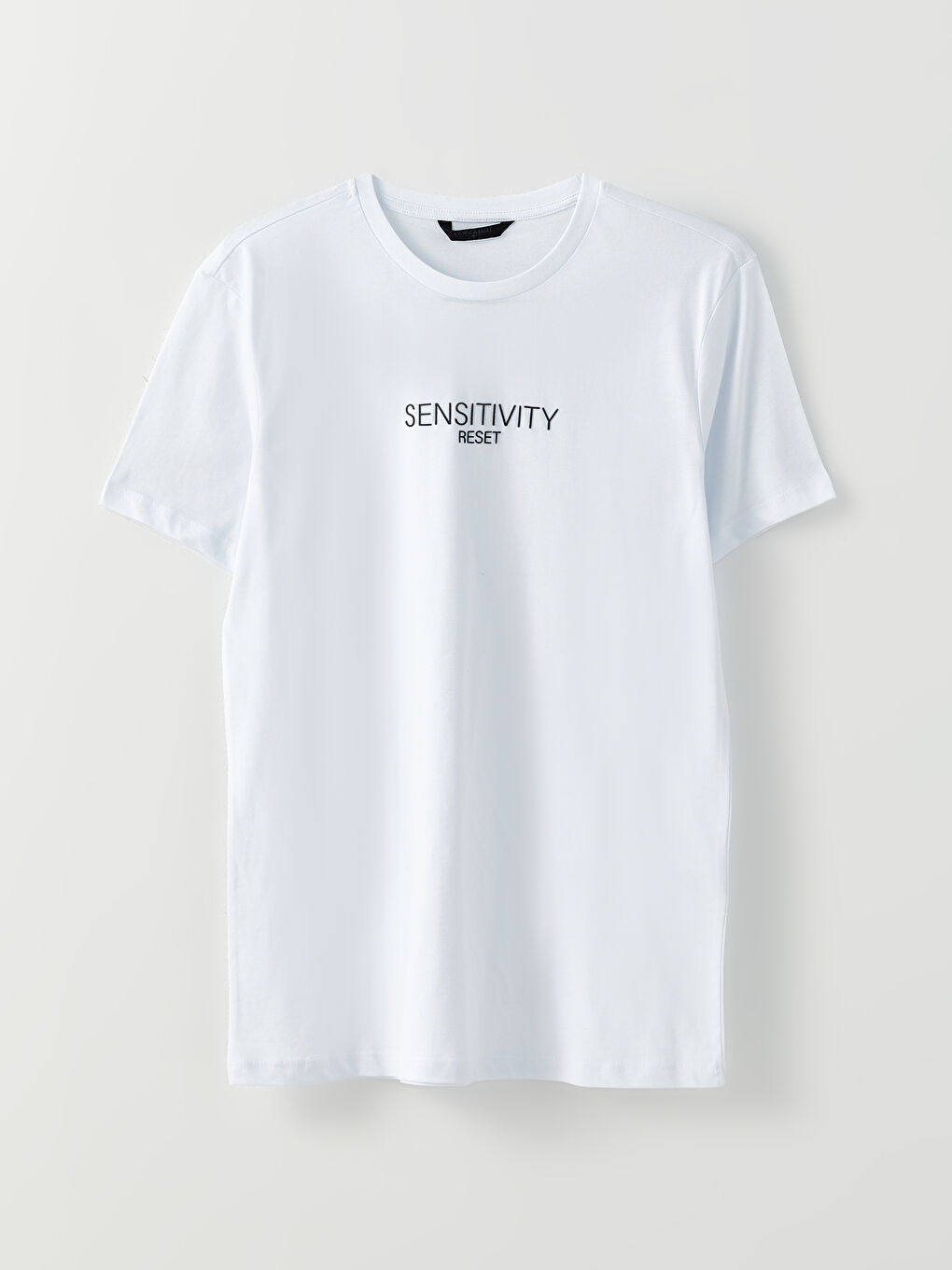 Beyaz Bisiklet Yaka Kısa Kollu Baskılı Penye Erkek Tişört-5