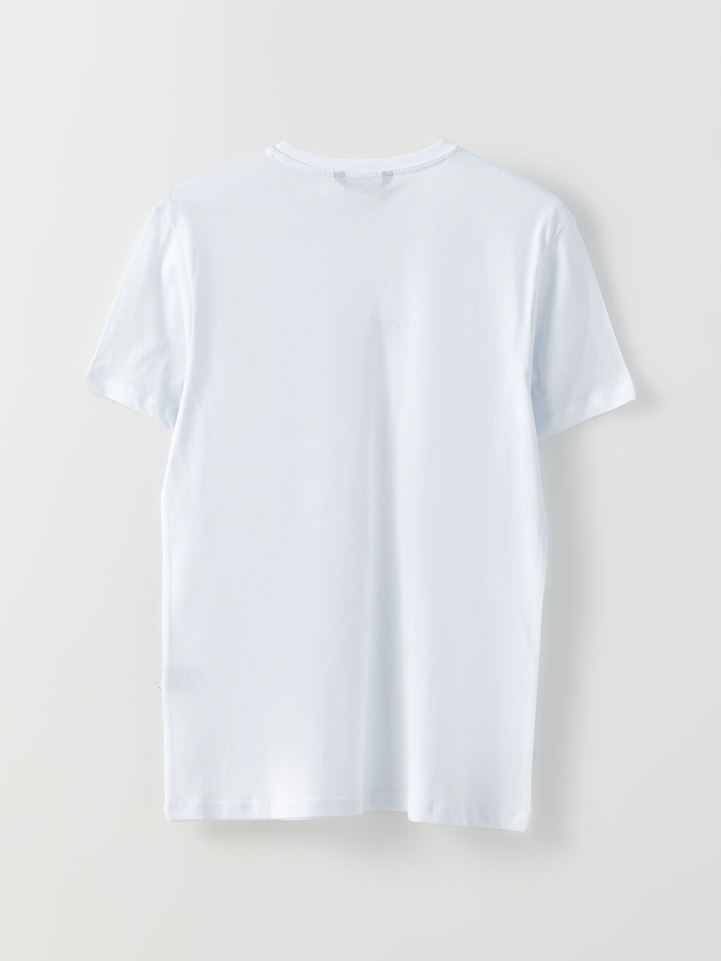 Beyaz Bisiklet Yaka Kısa Kollu Baskılı Penye Erkek Tişört-6