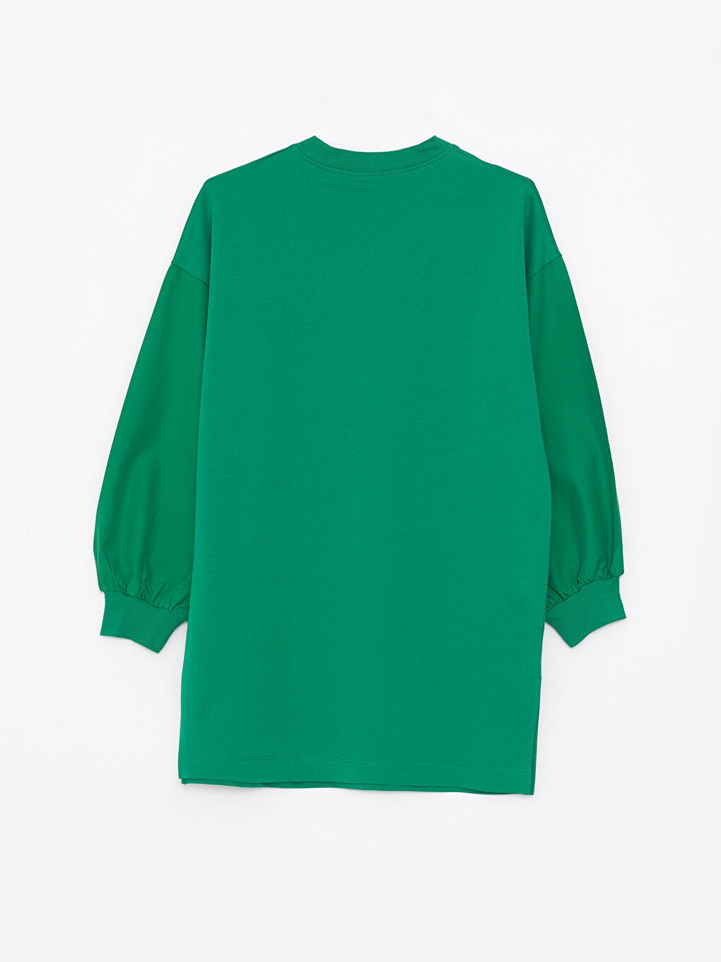 تونيك سويتشيرت كم طويل سادة بياقة دائرية للسيدات-5