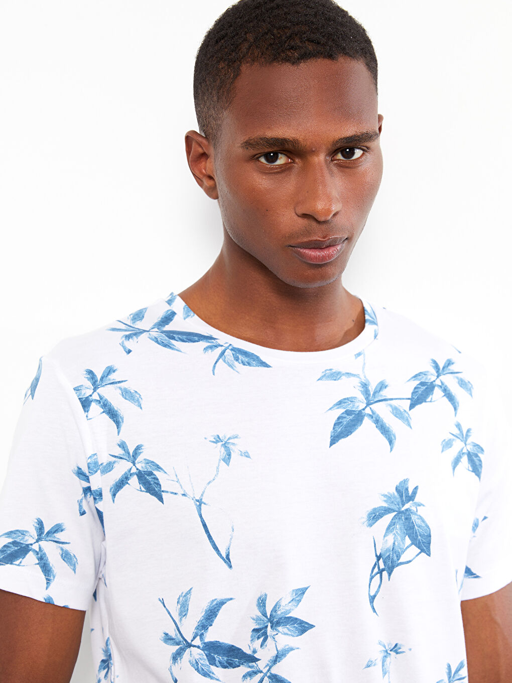 Crew Neck Short Sleeve Patterned Jersey Men's T-Shirt-1