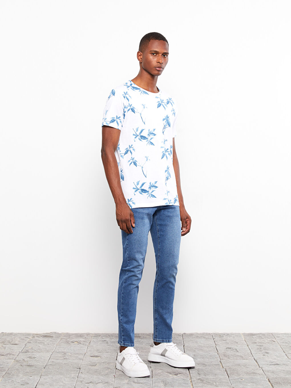 Crew Neck Short Sleeve Patterned Jersey Men's T-Shirt-2