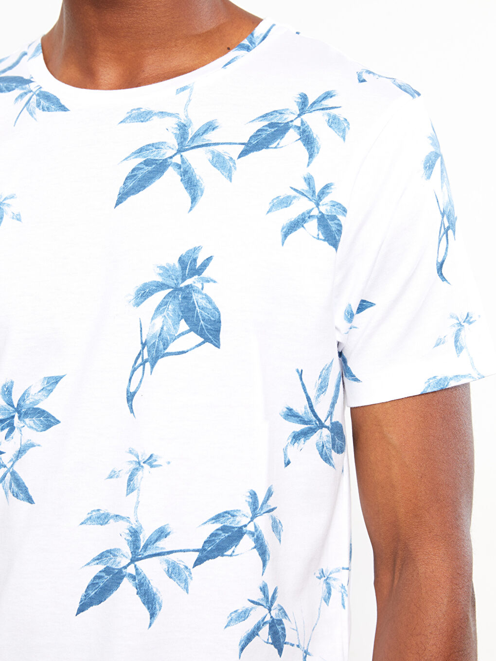 Crew Neck Short Sleeve Patterned Jersey Men's T-Shirt-3