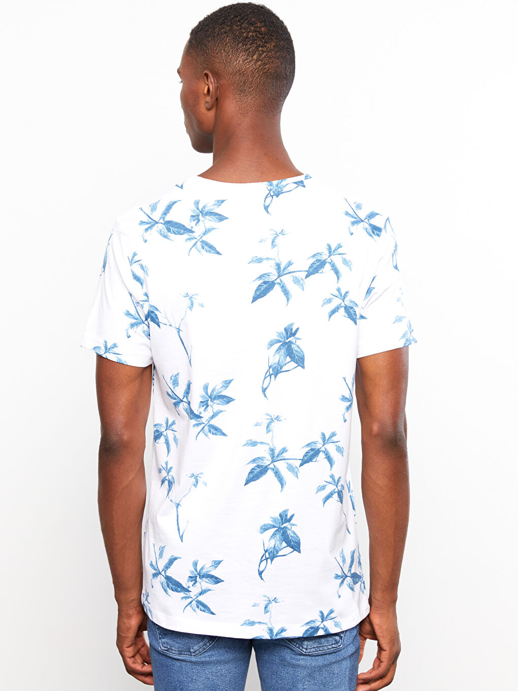 Crew Neck Short Sleeve Patterned Jersey Men's T-Shirt-4