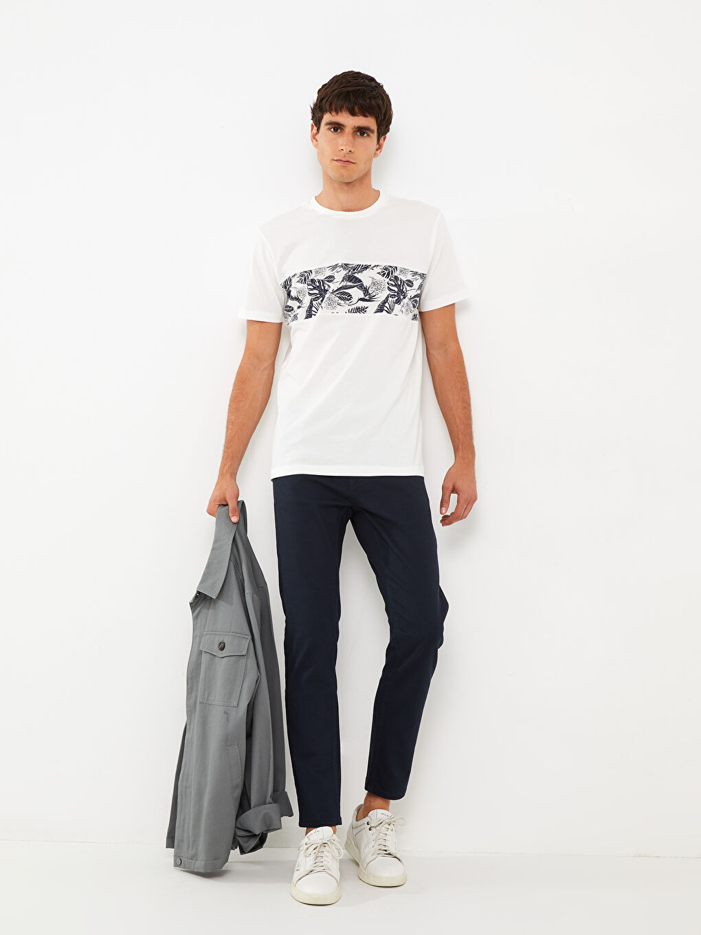 Футболка Мужская Джерси С Узором, Коротким Рукавом И Круглым Вырезом