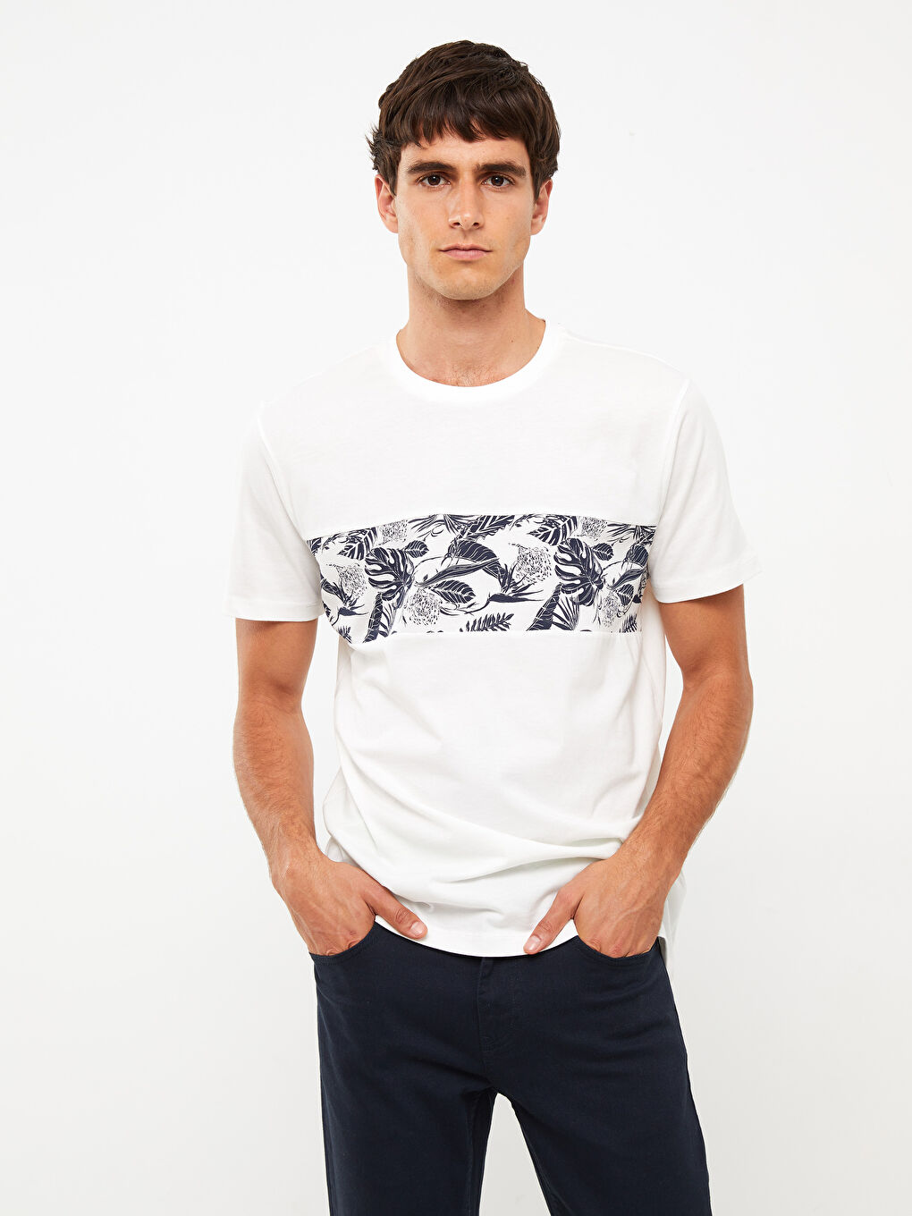 Футболка Мужская Джерси С Узором, Коротким Рукавом И Круглым Вырезом-2