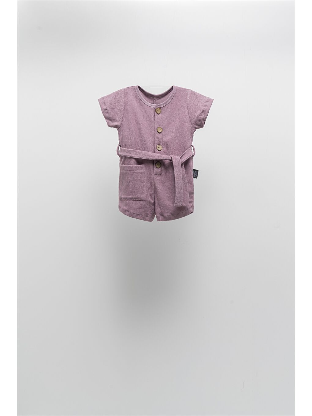 Mor Bisiklet Yaka Kısa Kollu Havlu Kız Bebek Salopet