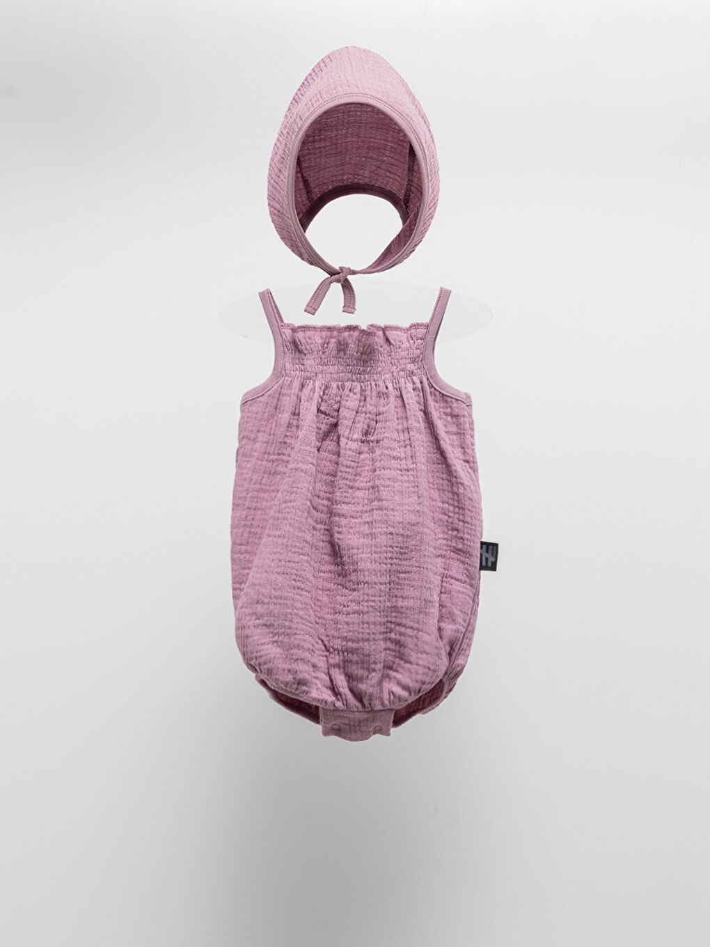 Mor Kare Yaka Kız Bebek Müslin Çıtçıtlı Body ve Saç Bandı 2'li