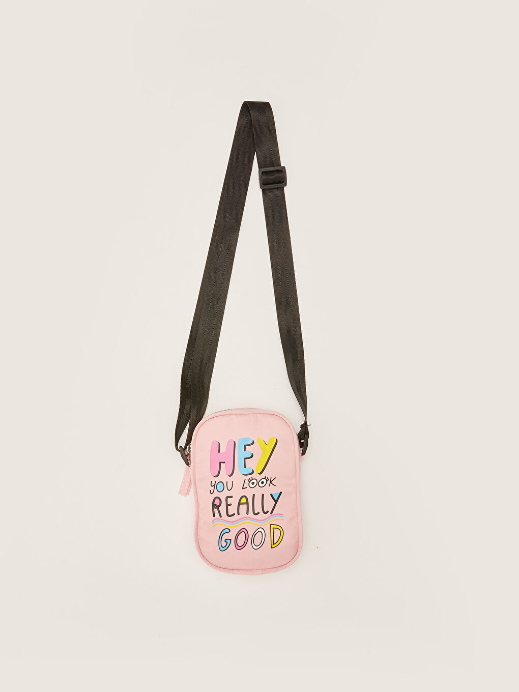 Pembe Ayarlanabilir Askılı Baskılı Kız Çocuk Telefon Çantası