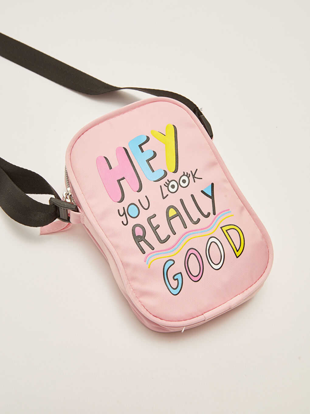 Pembe Ayarlanabilir Askılı Baskılı Kız Çocuk Telefon Çantası-1