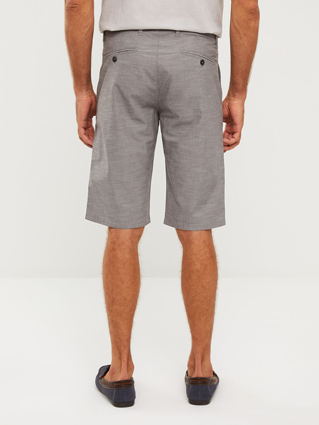 Gri Standart Kalıp Poplin Erkek Şort-4