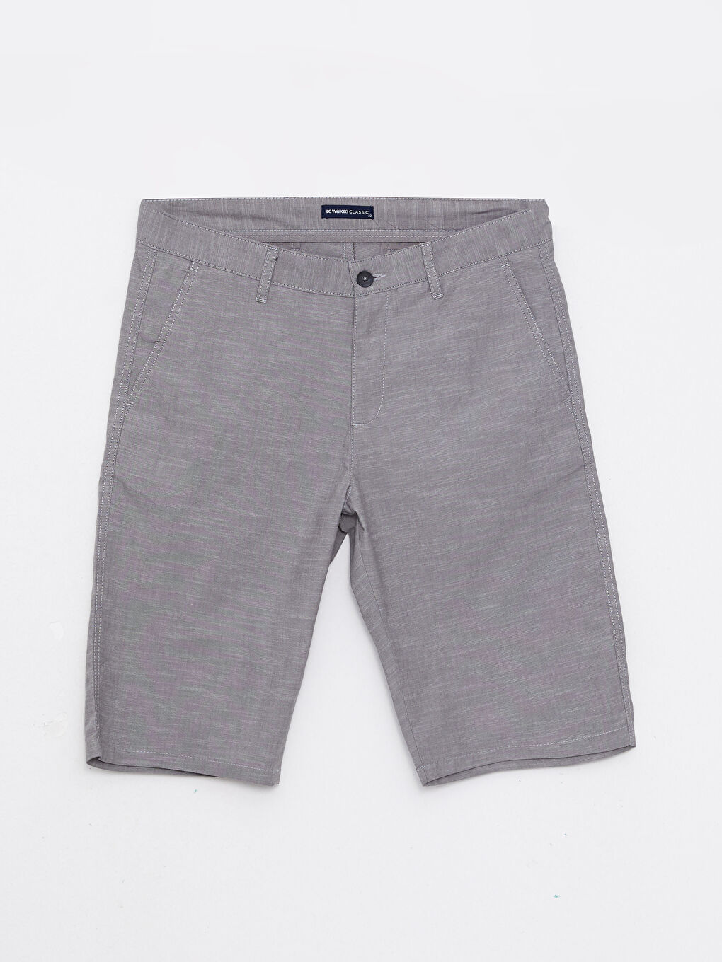 Gri Standart Kalıp Poplin Erkek Şort-5