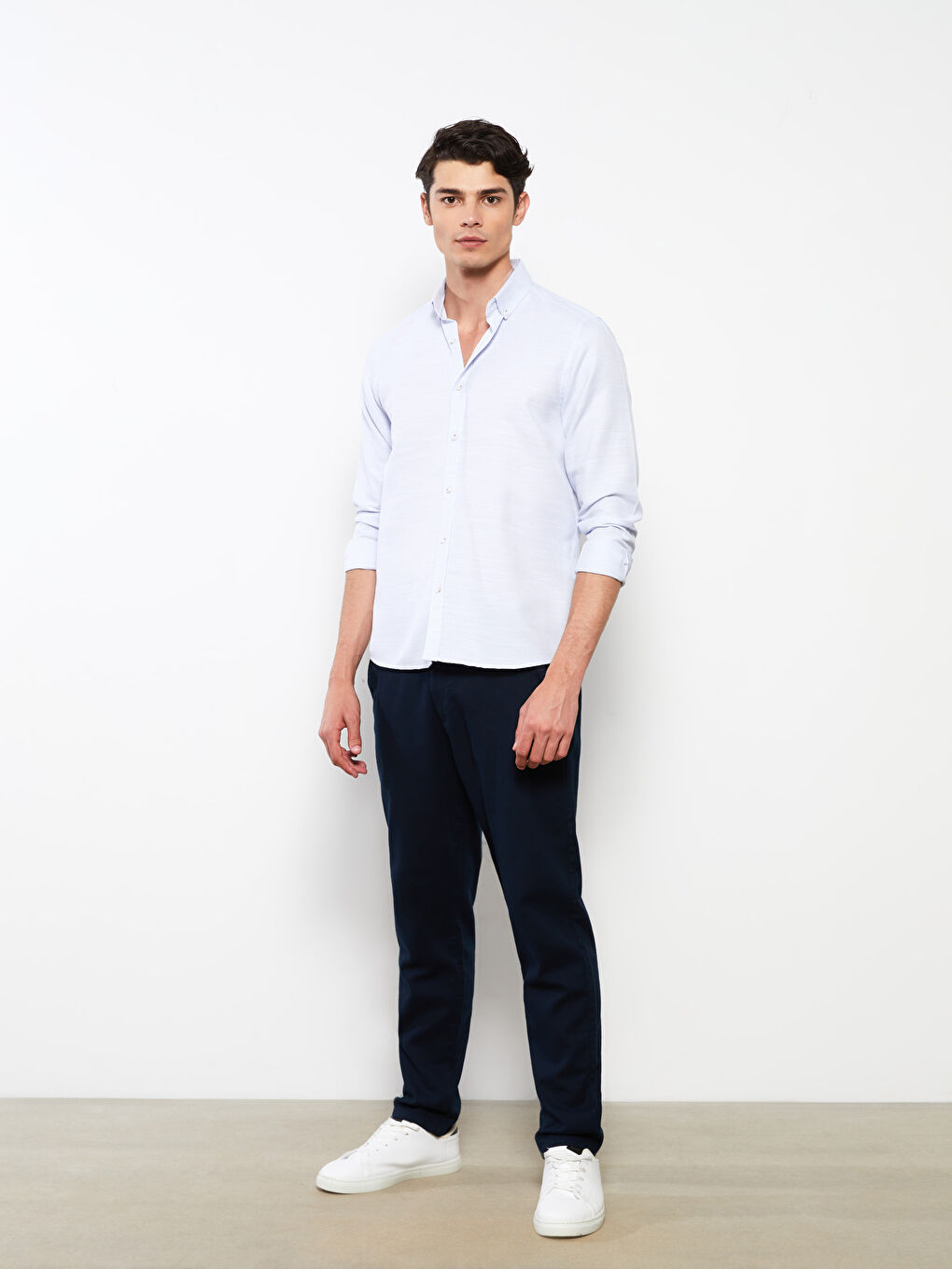 Mavi Regular Fit Uzun Kollu Armürlü Erkek Gömlek