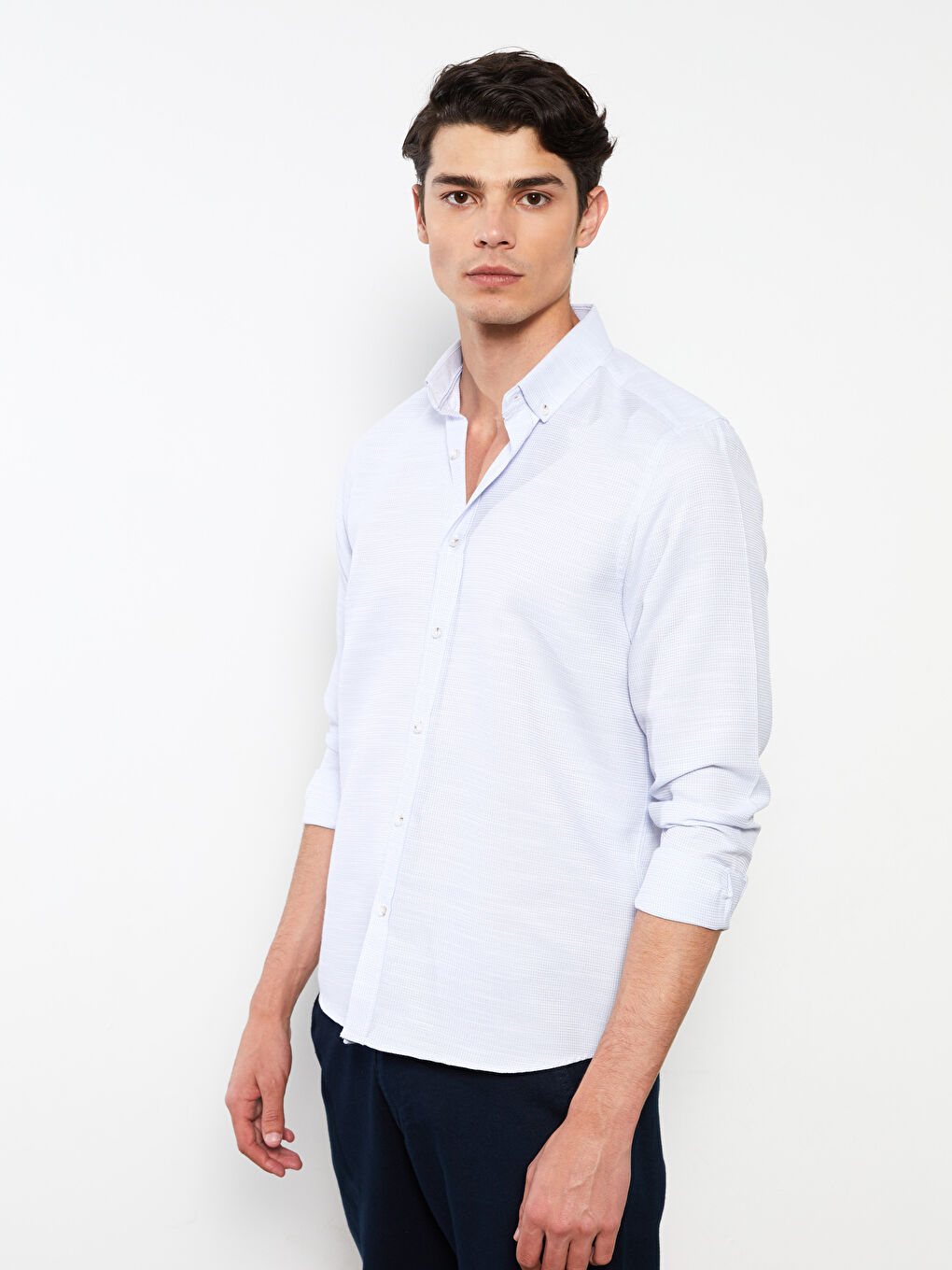 Mavi Regular Fit Uzun Kollu Armürlü Erkek Gömlek-2