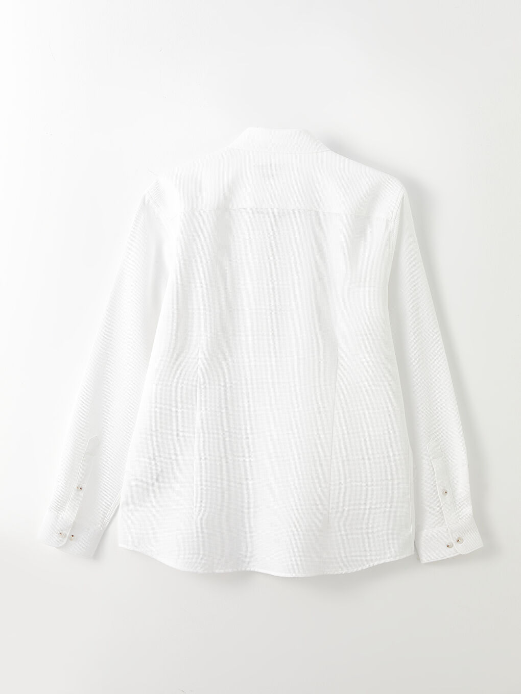 Beyaz Regular Fit Uzun Kollu Armürlü Erkek Gömlek-6