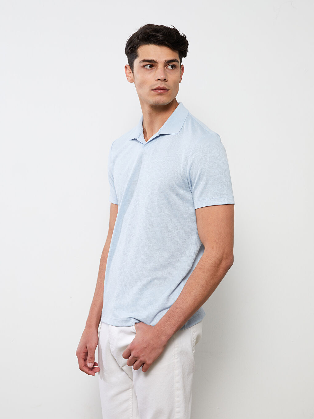 Mavi Polo Yaka Kısa Kollu Erkek Tişört