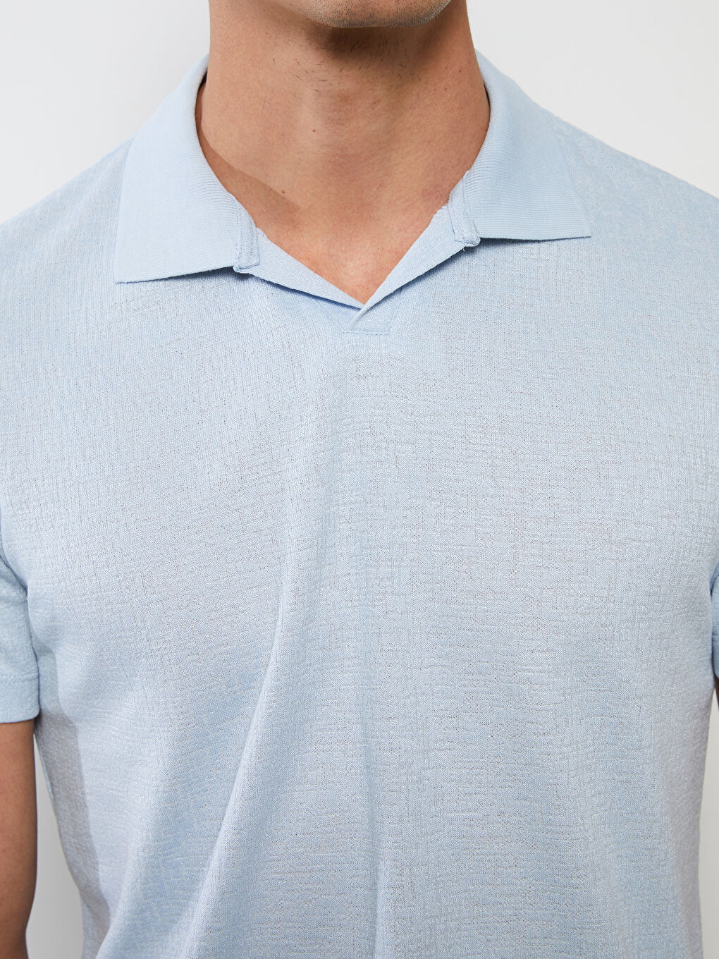 Mavi Polo Yaka Kısa Kollu Erkek Tişört-3