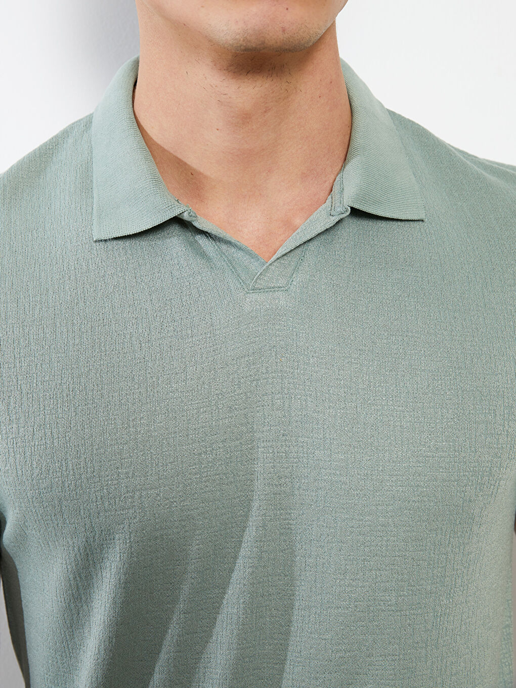 Yeşil Polo Yaka Kısa Kollu Erkek Tişört-3