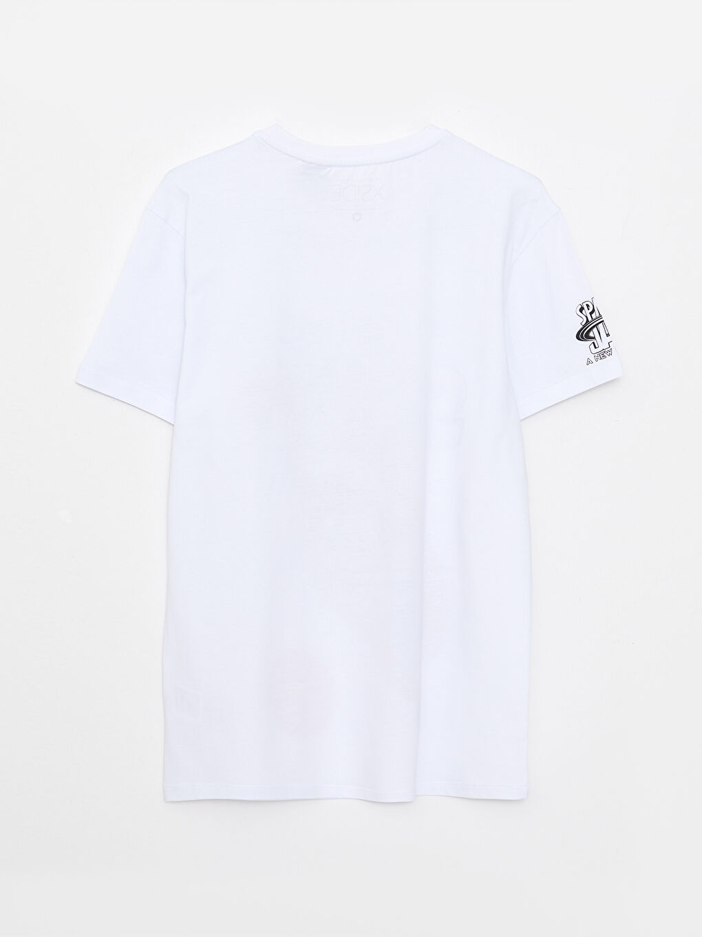 Beyaz Bisiklet Yaka Kısa Kollu Tazmanya Baskılı Penye Erkek Tişört-1