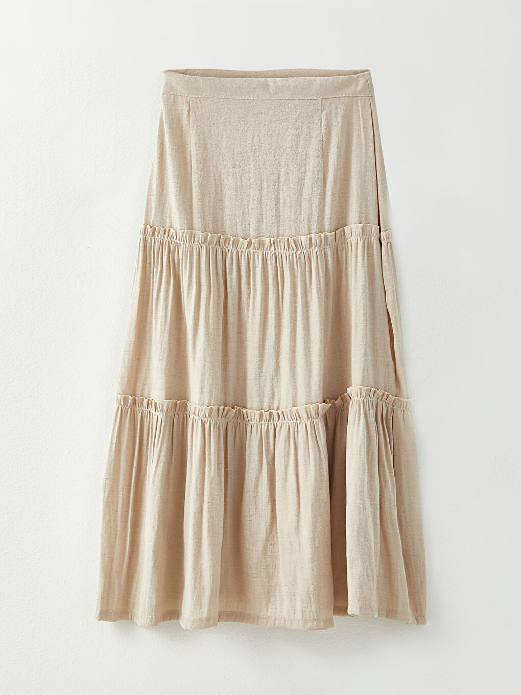 Bej Düz Poplin Kadın Etek-6
