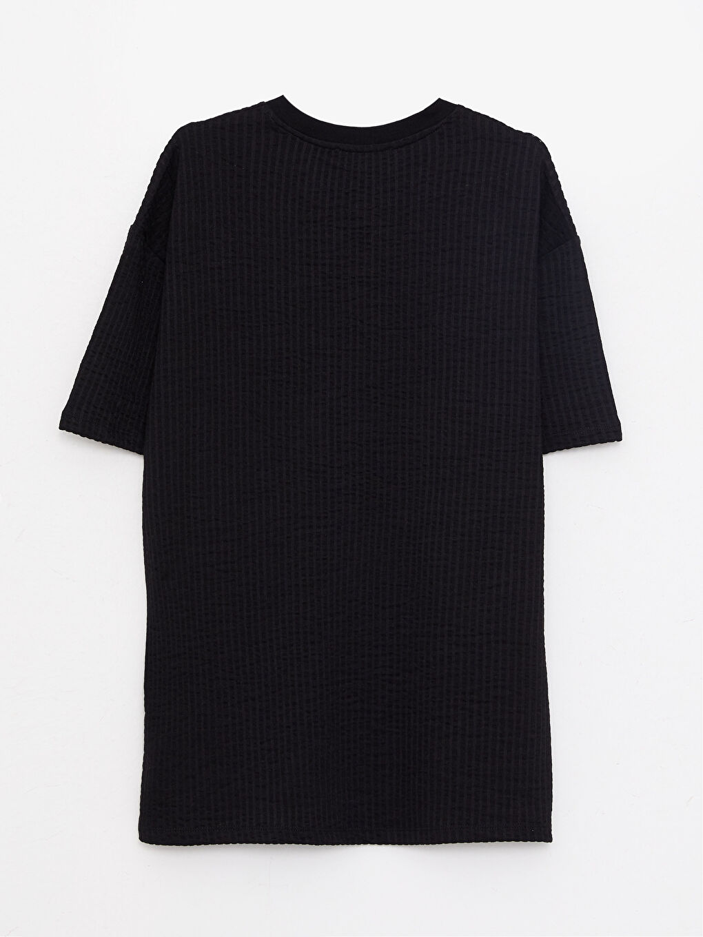 Siyah Bisiklet Yaka Kısa Kollu Çizgili Erkek Tişört-6