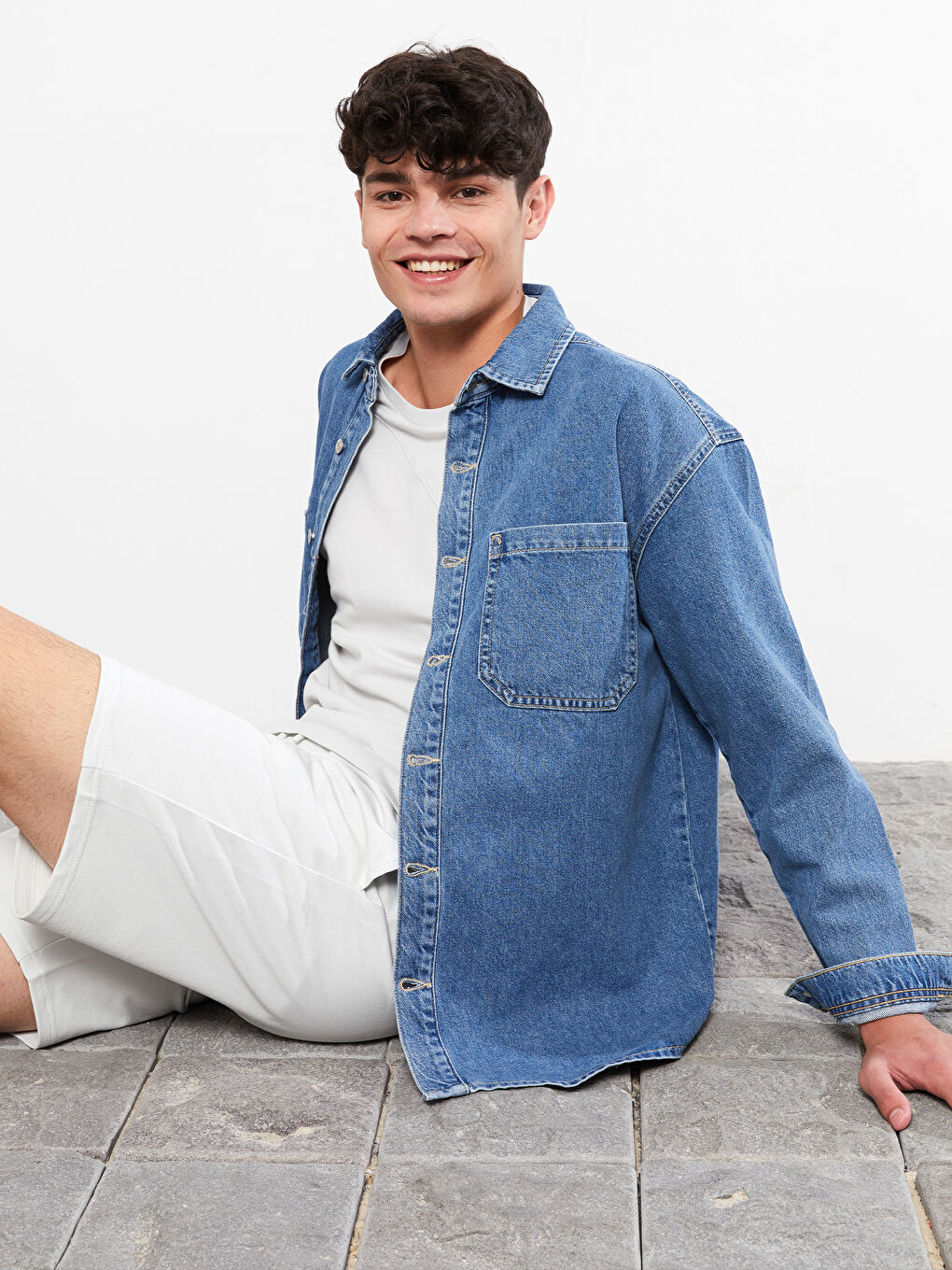 LCW Jeans Indigo Oversize Erkek Jean Ceket