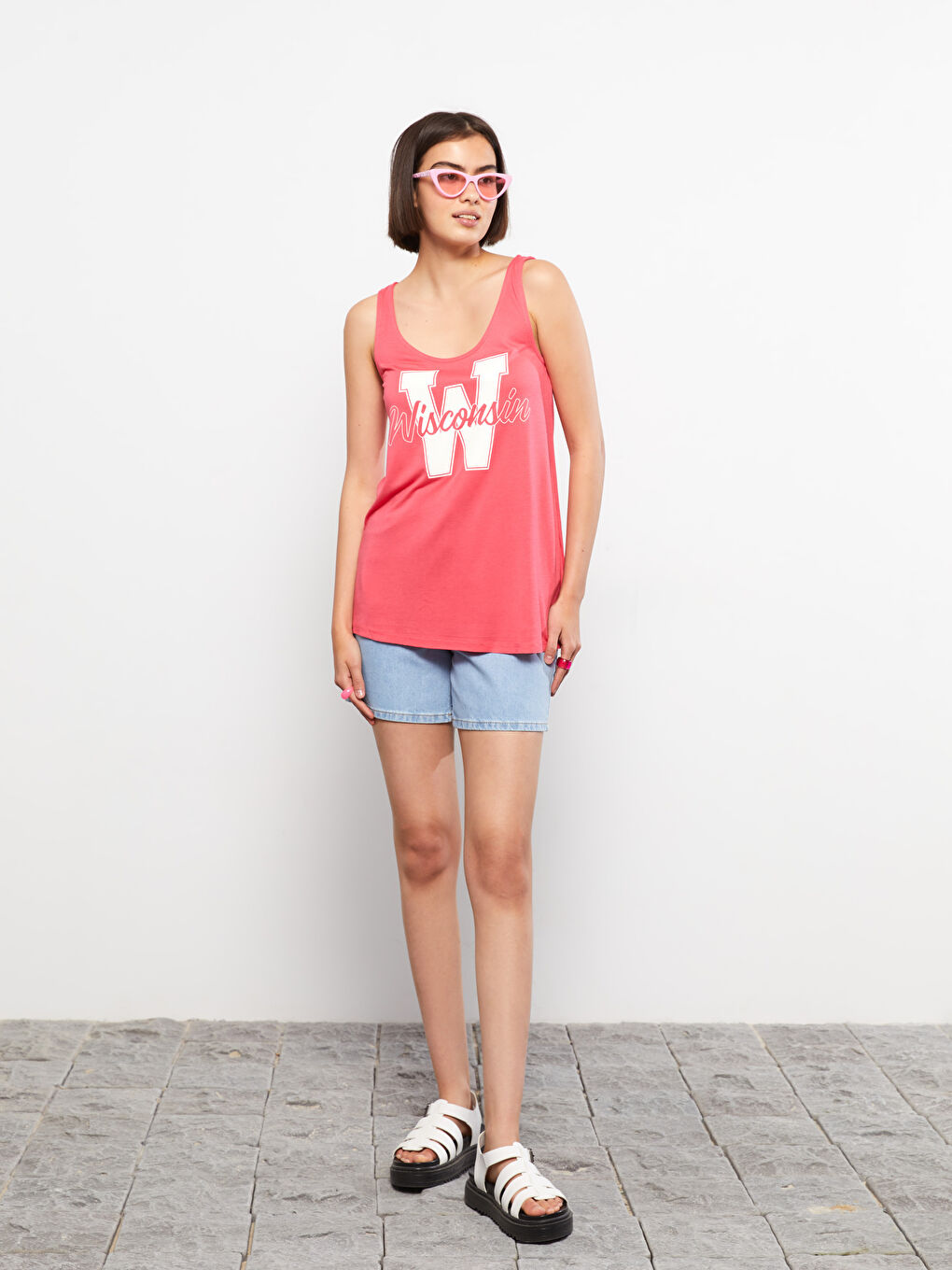 Débardeur Athlète Imprimé Viscose Encolure En U-2