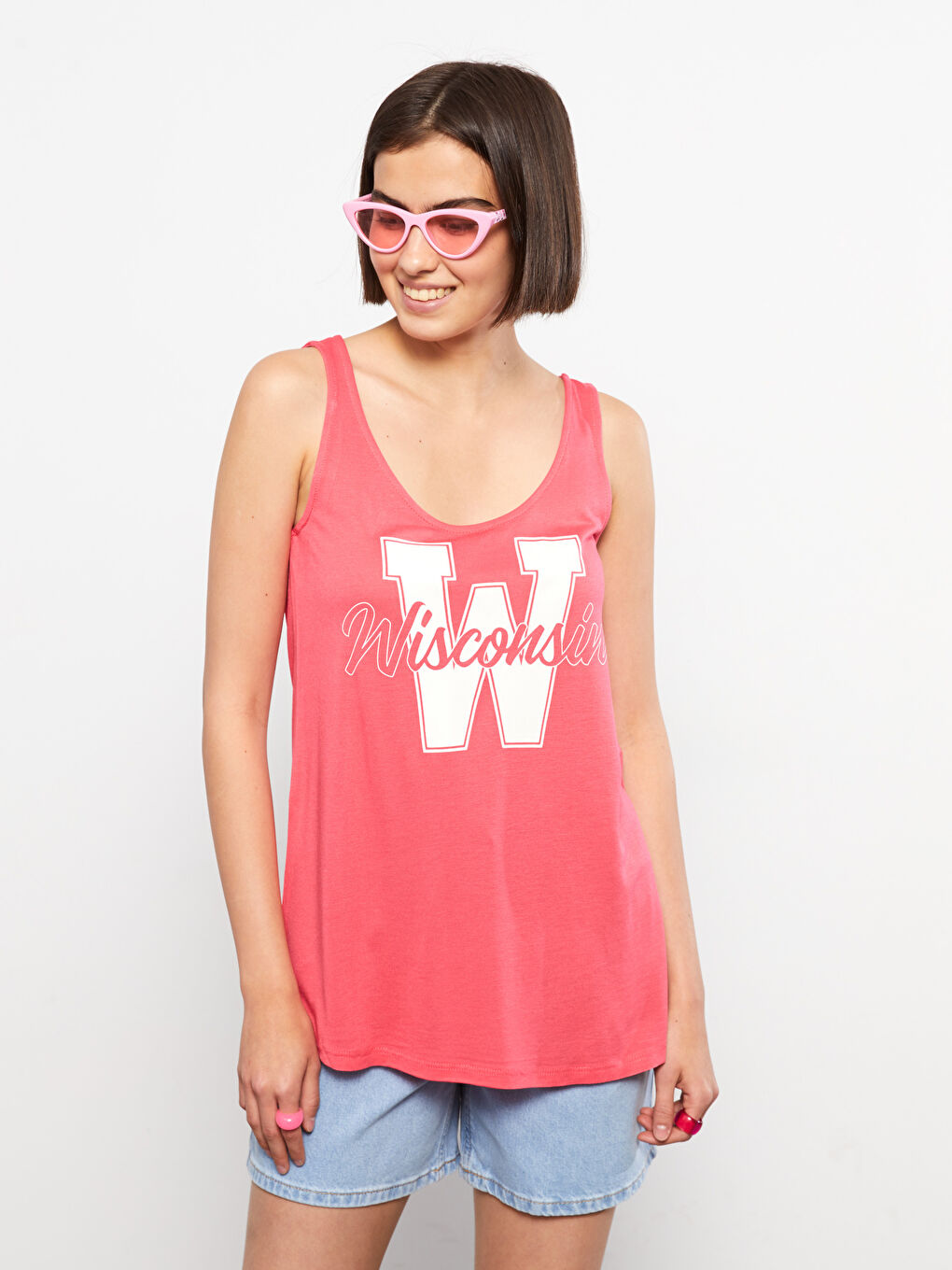 Débardeur Athlète Imprimé Viscose Encolure En U-3