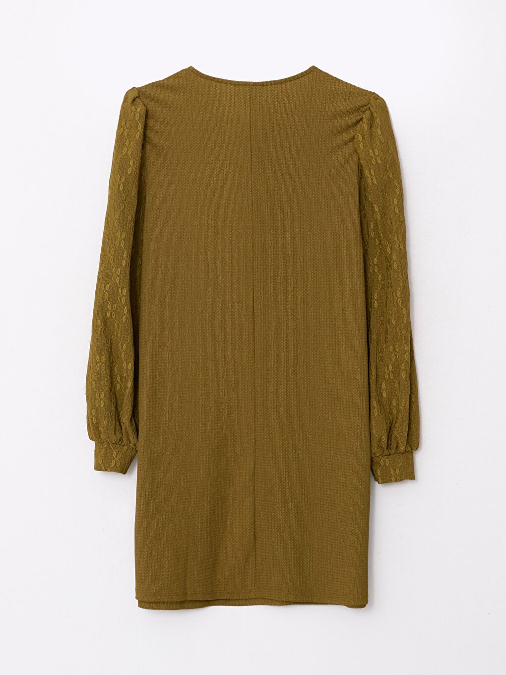 Yeşil Bisiklet Yaka Desenli Uzun Kollu Kadın Tunik-6