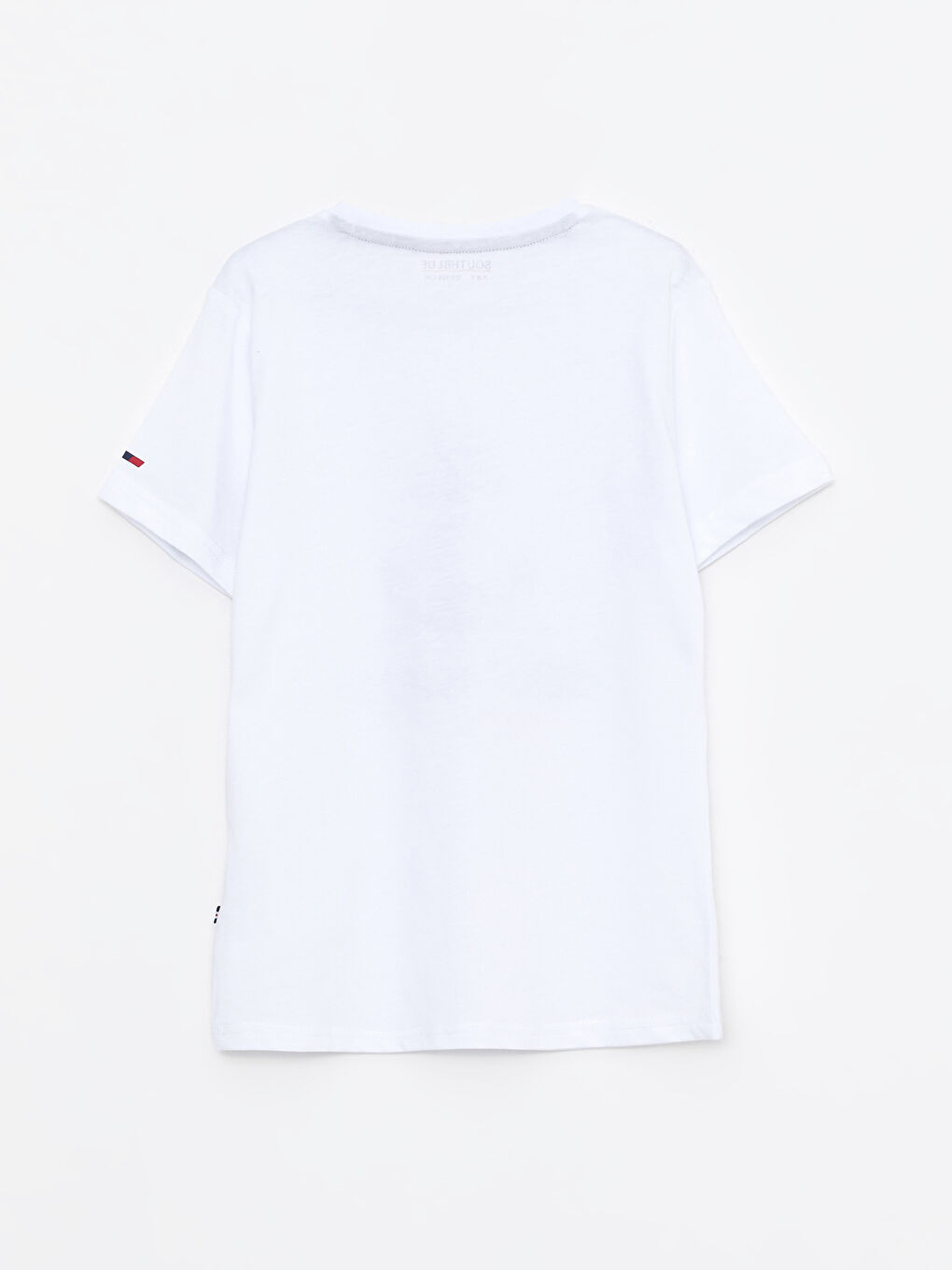 Beyaz Bisiklet Yaka Baskılı Kısa Kollu Pamuklu Erkek Çocuk Tişört-1