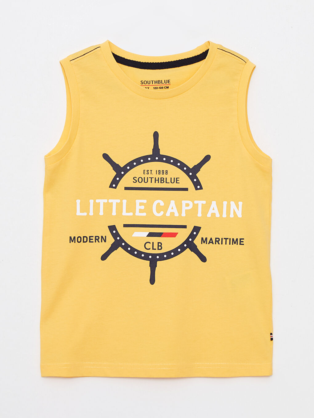 Sarı Bisiklet Yaka Baskılı Pamuklu Erkek Çocuk Atlet