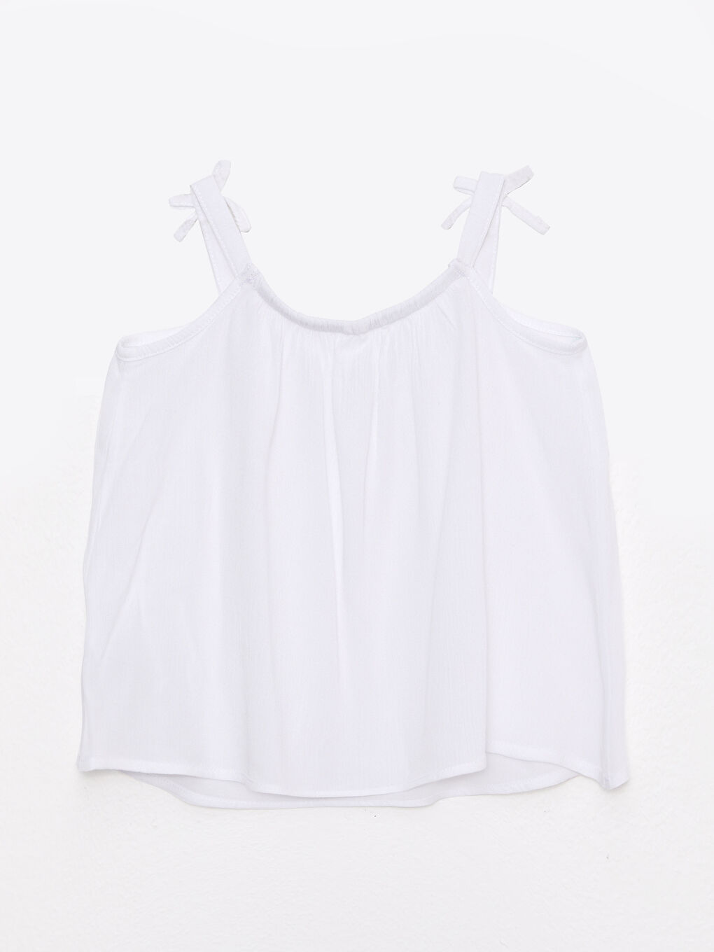 Beyaz Bisiklet Yaka Askılı Basic Kız Bebek Bluz-1