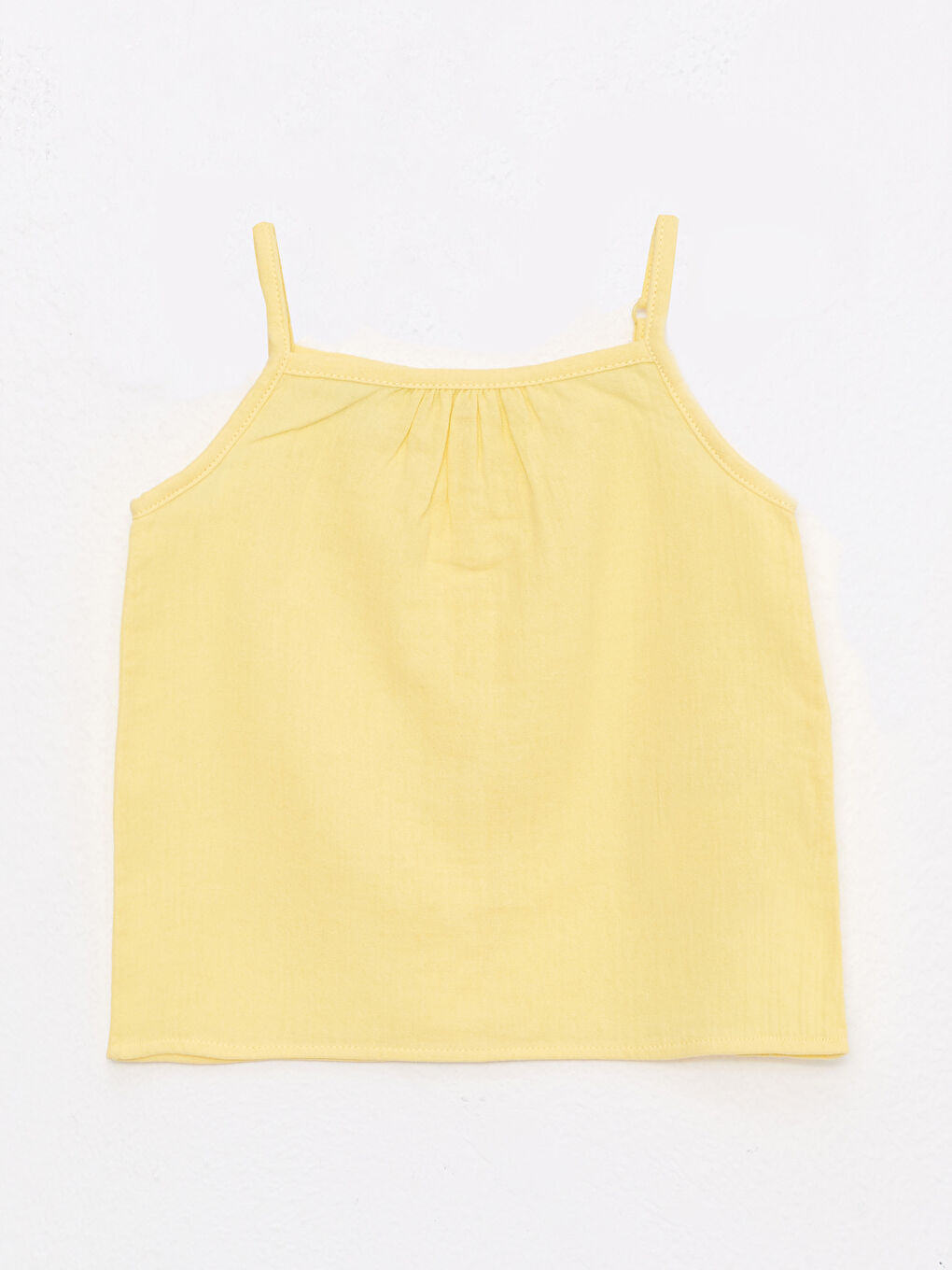 Sarı Kare Yaka Askılı Pamuklu Kız Bebek Bluz