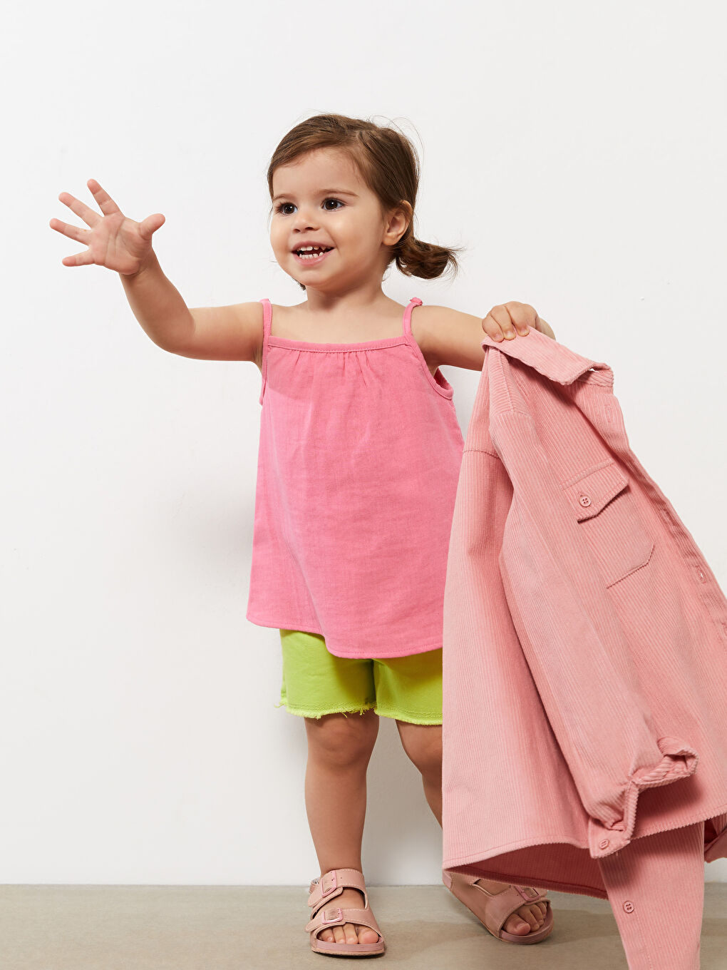 Square Neck Strap Cotton Baby Girl Blouse-2