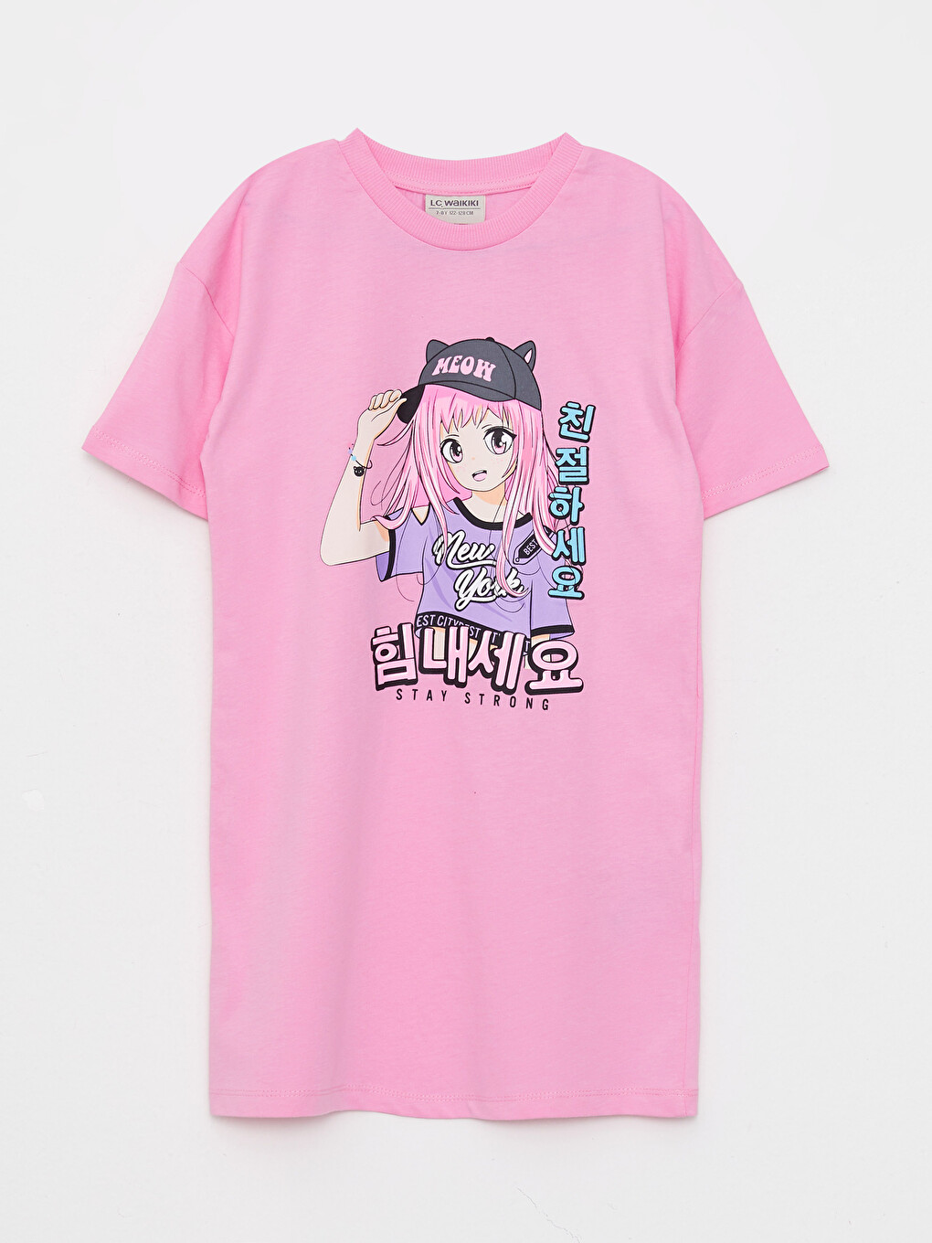 K-POP・アジア ckw LCW Kids Crew Neck K-Pop Printed Short Sleeve Cotton Girls' Dress